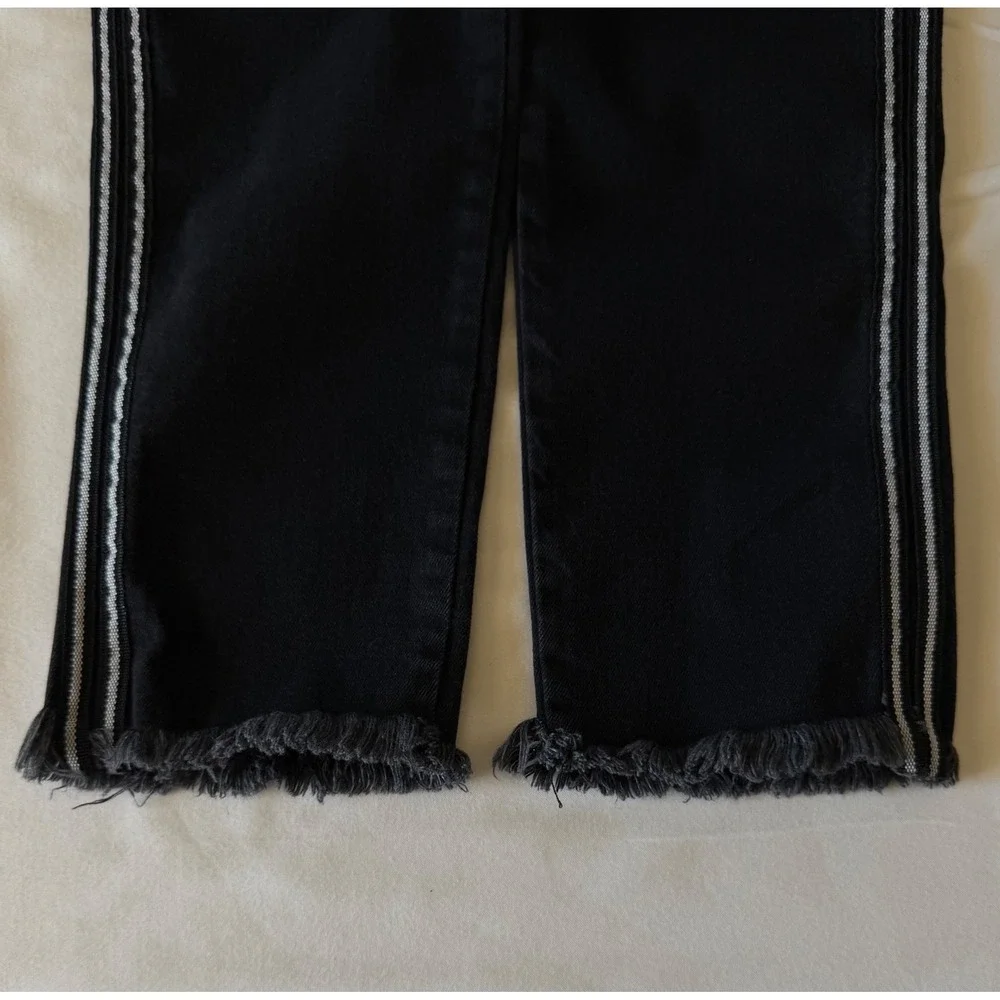 Forever 21 Men Black Side Stripe Raw Hem Slim Jeans Size 32 Button Fly
